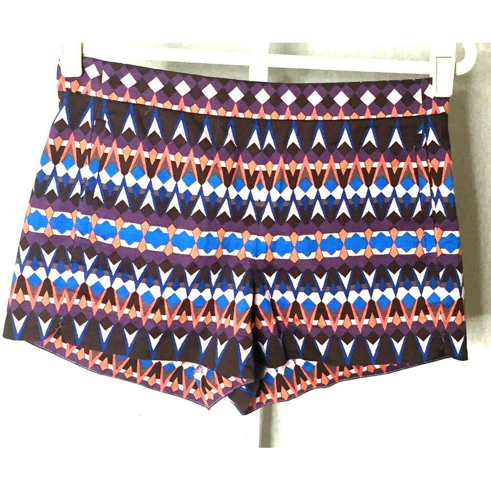 J. Crew Women Pique Shorts Tribal Aztek Boho Festival Coachella Cotton Stretch 2